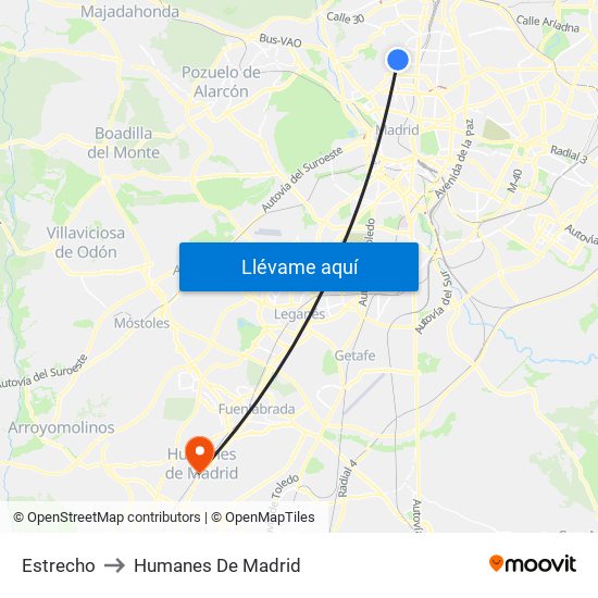 Estrecho to Humanes De Madrid map