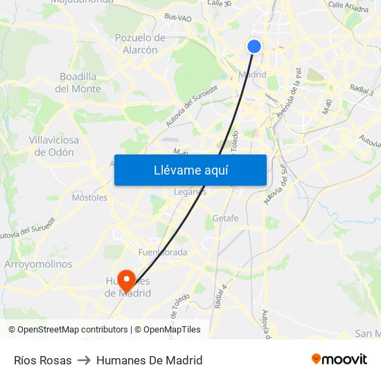 Ríos Rosas to Humanes De Madrid map