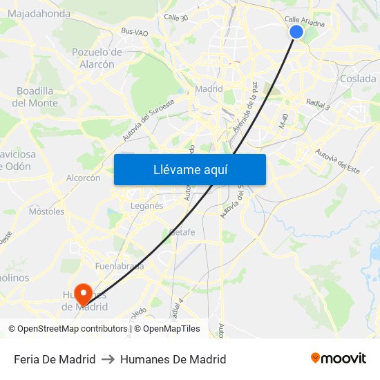 Feria De Madrid to Humanes De Madrid map