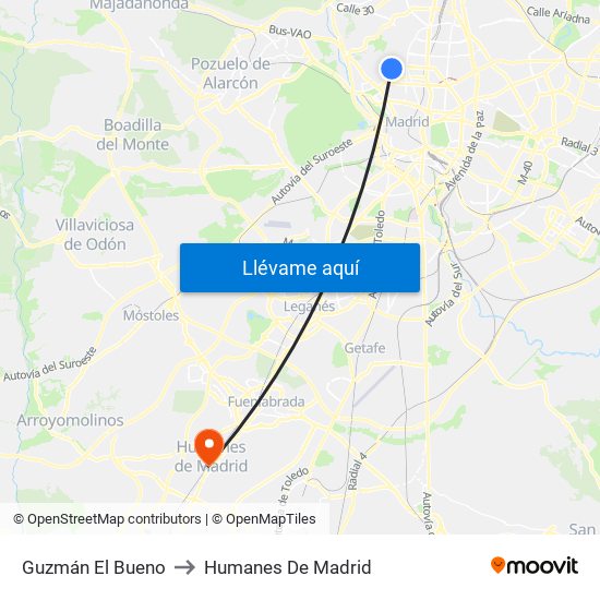 Guzmán El Bueno to Humanes De Madrid map