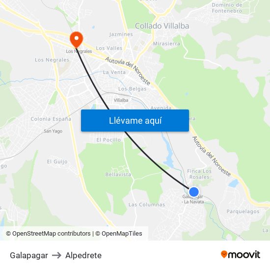 Galapagar to Alpedrete map