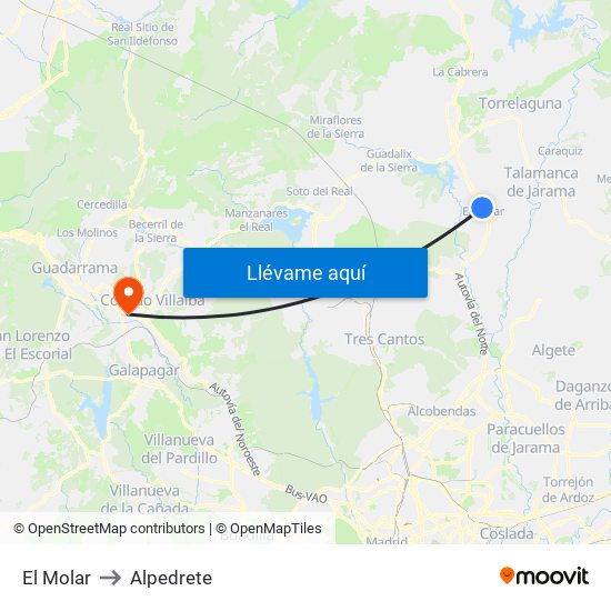 El Molar to Alpedrete map