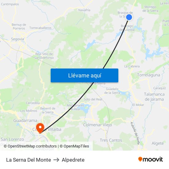 La Serna Del Monte to Alpedrete map