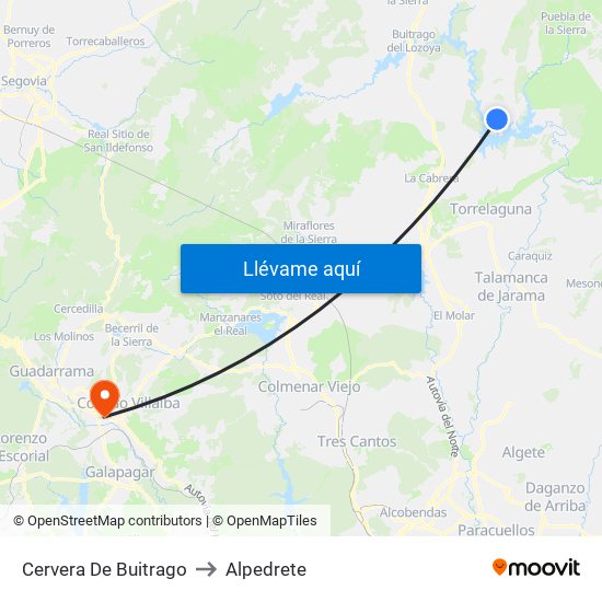 Cervera De Buitrago to Alpedrete map