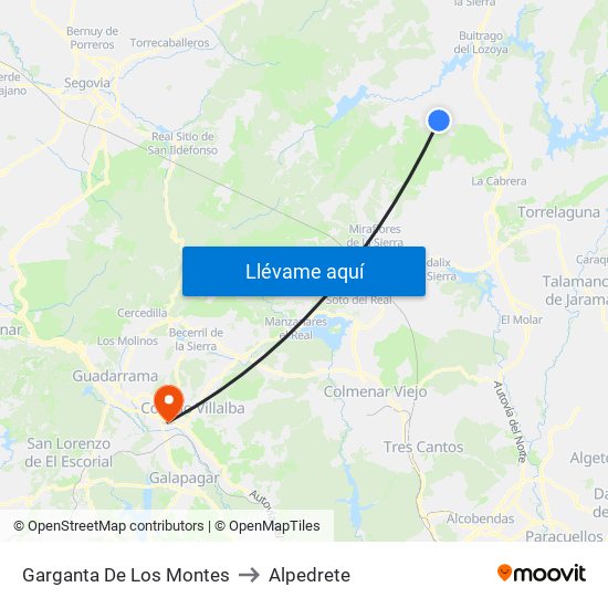 Garganta De Los Montes to Alpedrete map