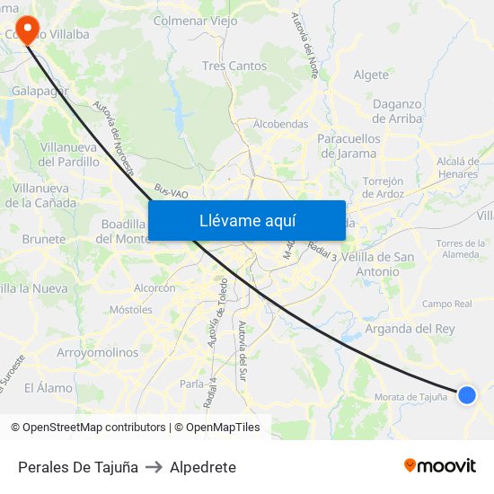 Perales De Tajuña to Alpedrete map
