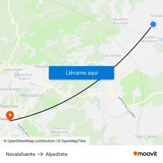 Navalafuente to Alpedrete map