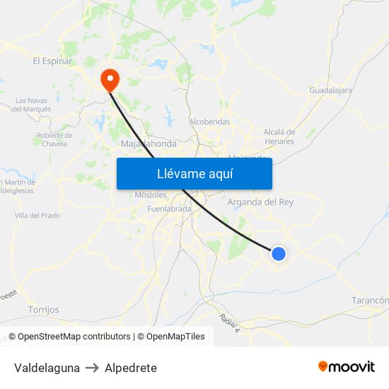 Valdelaguna to Alpedrete map