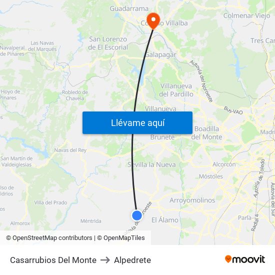 Casarrubios Del Monte to Alpedrete map