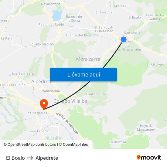 El Boalo to Alpedrete map
