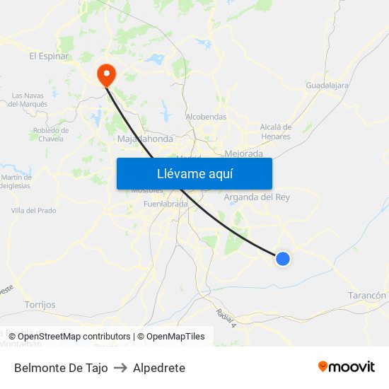 Belmonte De Tajo to Alpedrete map