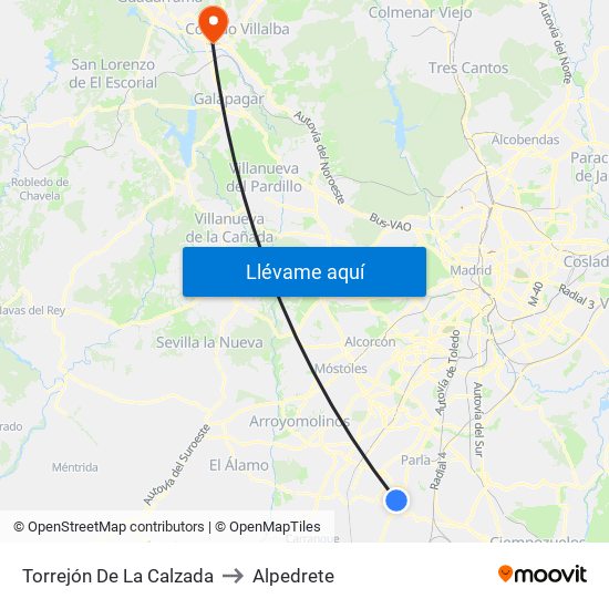 Torrejón De La Calzada to Alpedrete map