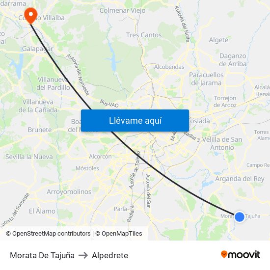 Morata De Tajuña to Alpedrete map