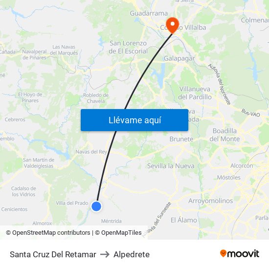 Santa Cruz Del Retamar to Alpedrete map