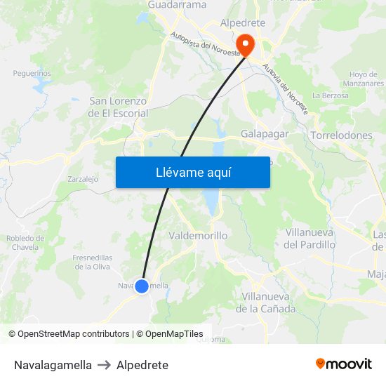 Navalagamella to Alpedrete map