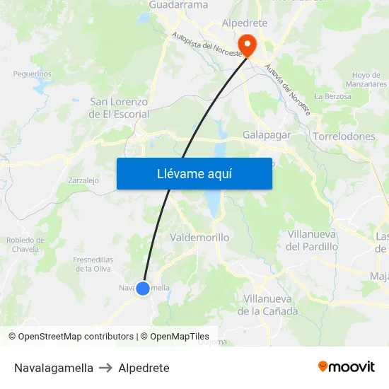 Navalagamella to Alpedrete map