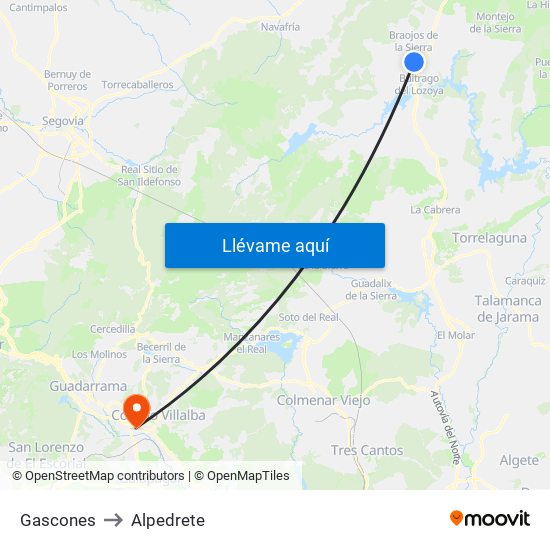 Gascones to Alpedrete map