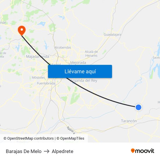 Barajas De Melo to Alpedrete map