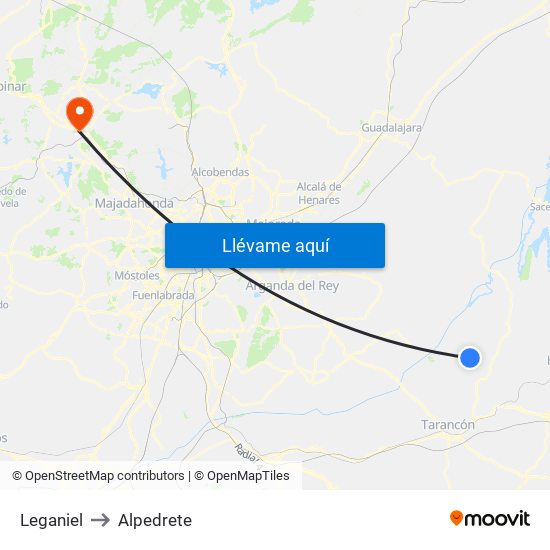 Leganiel to Alpedrete map