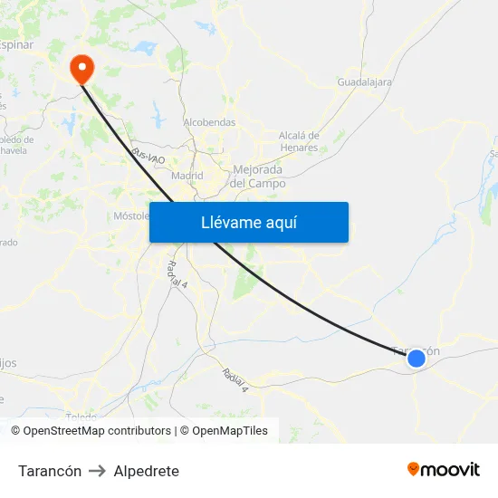 Tarancón to Alpedrete map
