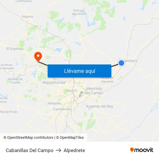Cabanillas Del Campo to Alpedrete map