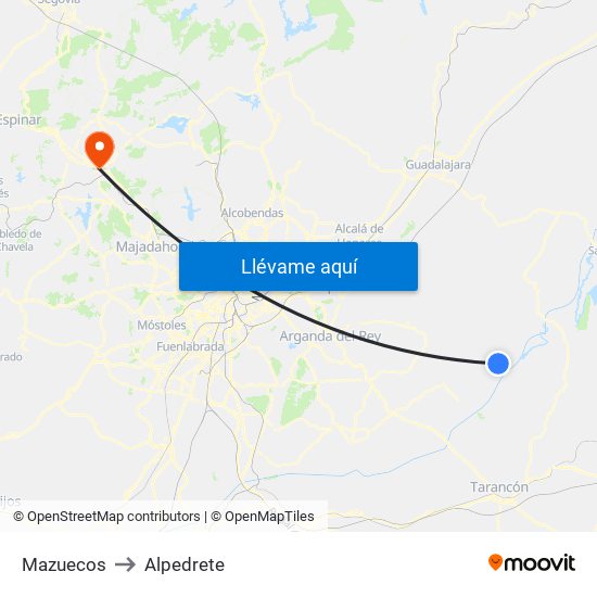 Mazuecos to Alpedrete map