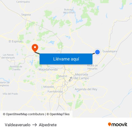 Valdeaveruelo to Alpedrete map
