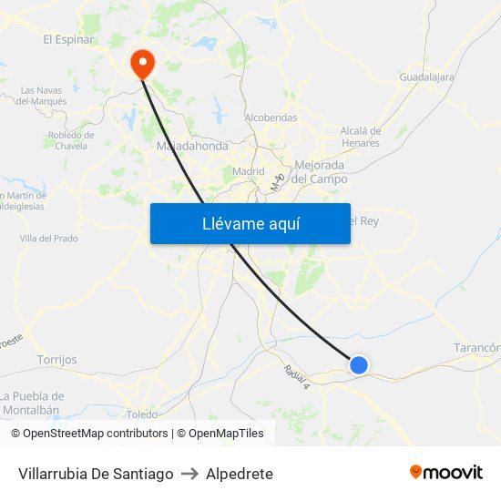 Villarrubia De Santiago to Alpedrete map