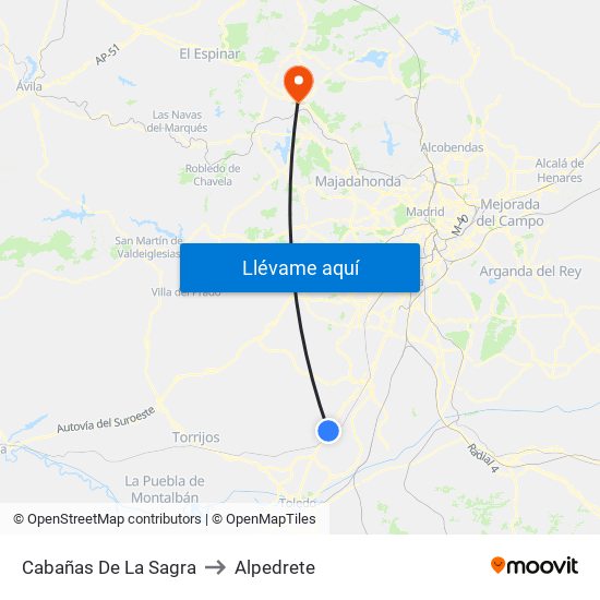 Cabañas De La Sagra to Alpedrete map