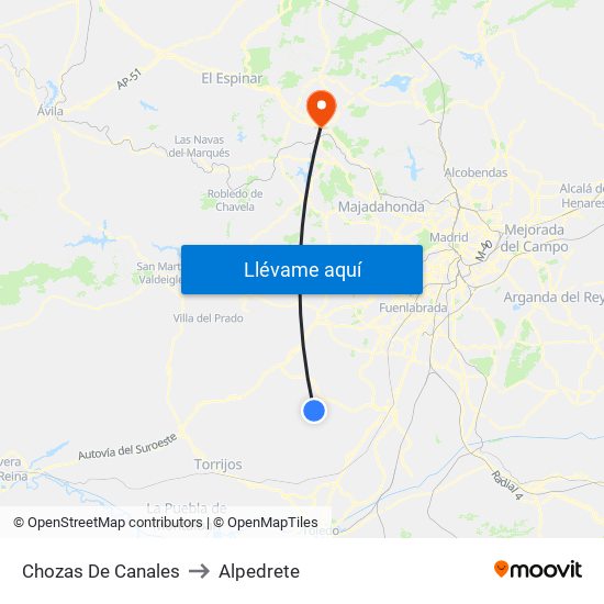 Chozas De Canales to Alpedrete map