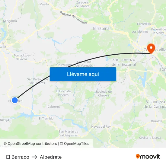 El Barraco to Alpedrete map