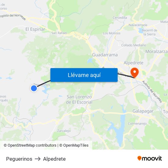 Peguerinos to Alpedrete map