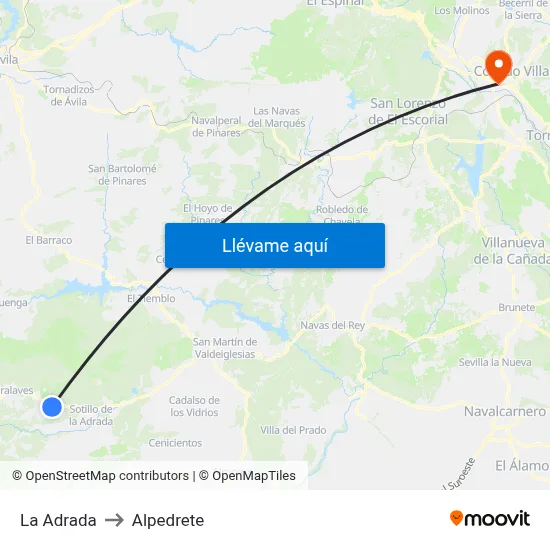 La Adrada to Alpedrete map