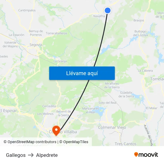 Gallegos to Alpedrete map