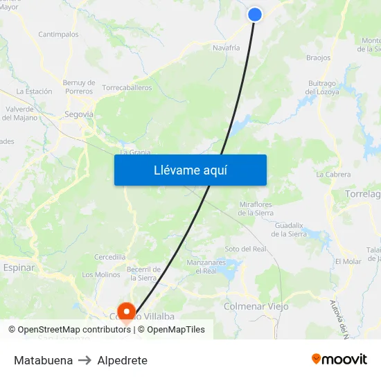 Matabuena to Alpedrete map