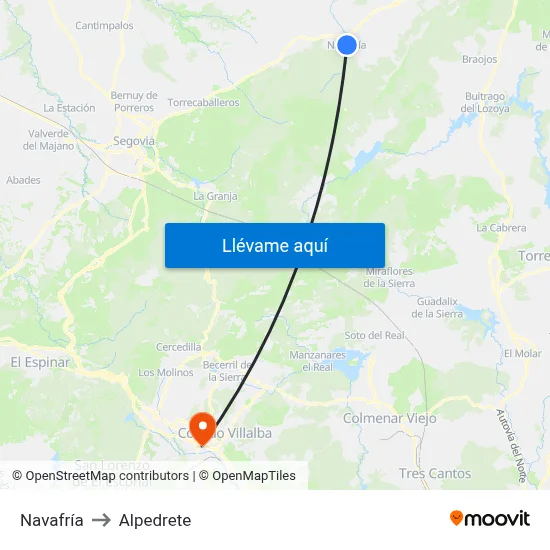 Navafría to Alpedrete map