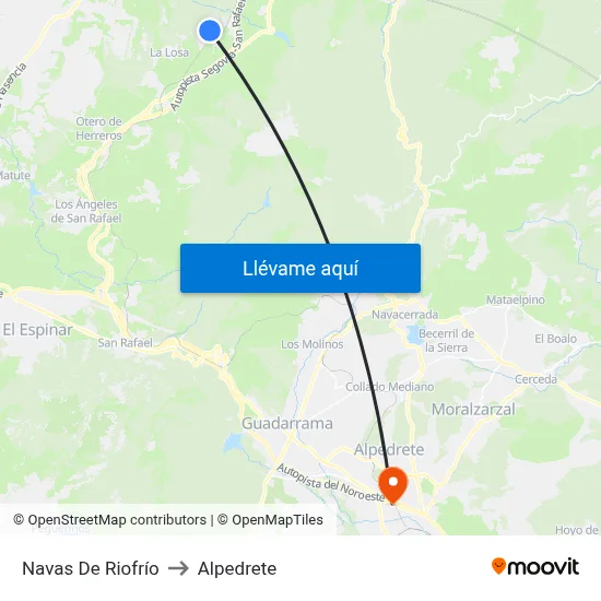 Navas De Riofrío to Alpedrete map