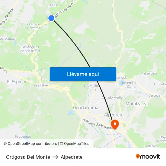 Ortigosa Del Monte to Alpedrete map