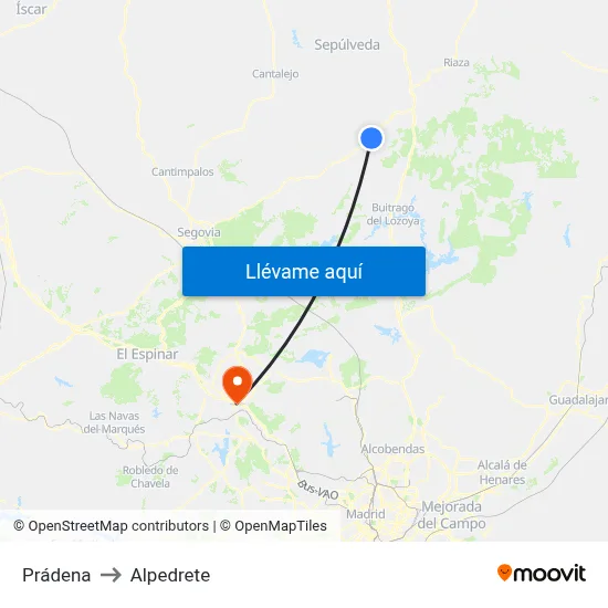 Prádena to Alpedrete map