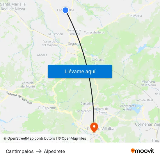 Cantimpalos to Alpedrete map