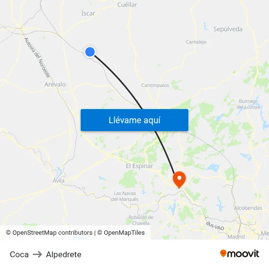 Coca to Alpedrete map