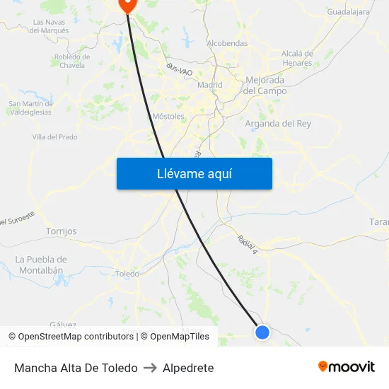 Mancha Alta De Toledo to Alpedrete map