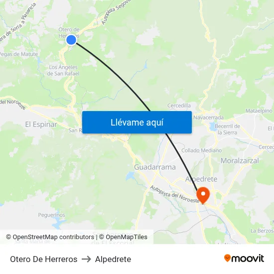 Otero De Herreros to Alpedrete map