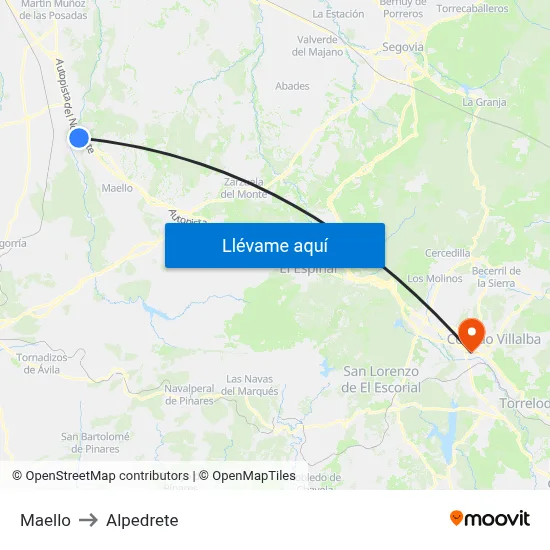 Maello to Alpedrete map