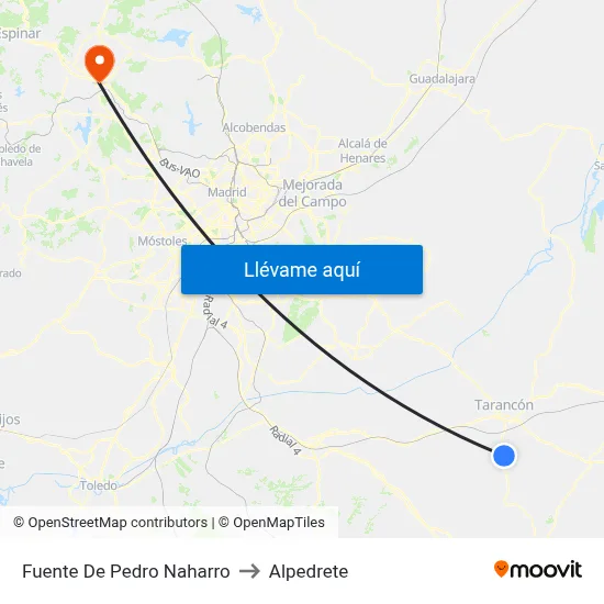 Fuente De Pedro Naharro to Alpedrete map