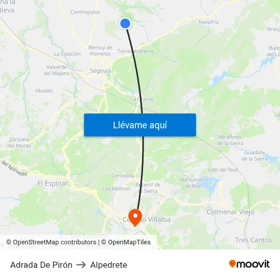 Adrada De Pirón to Alpedrete map