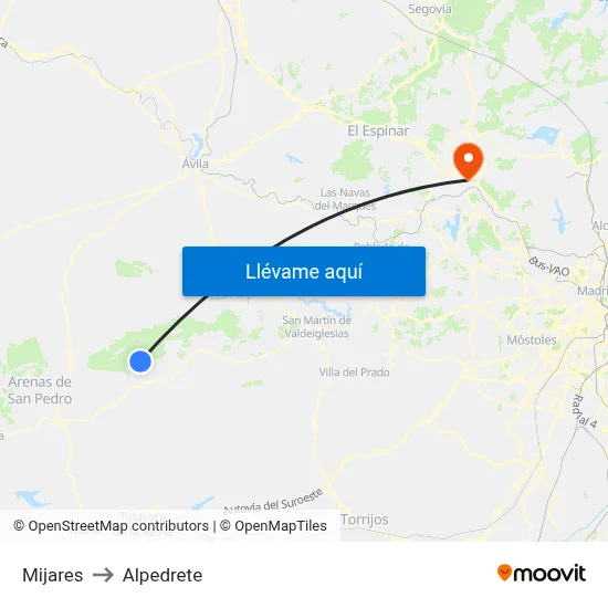 Mijares to Alpedrete map