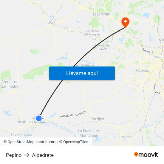 Pepino to Alpedrete map