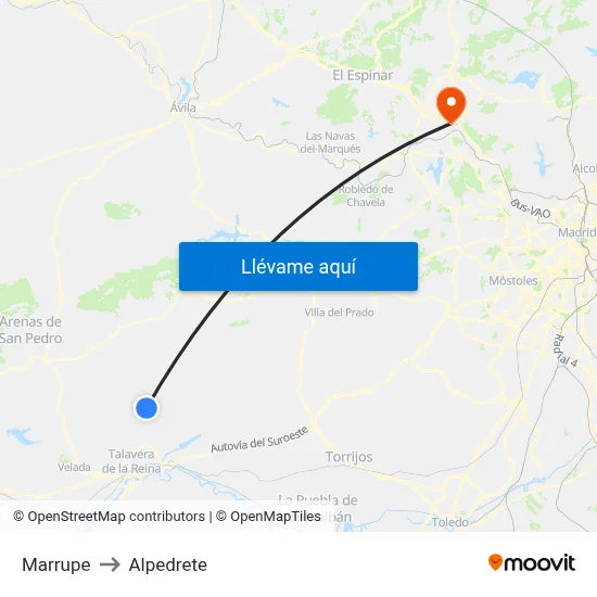 Marrupe to Alpedrete map