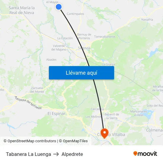Tabanera La Luenga to Alpedrete map